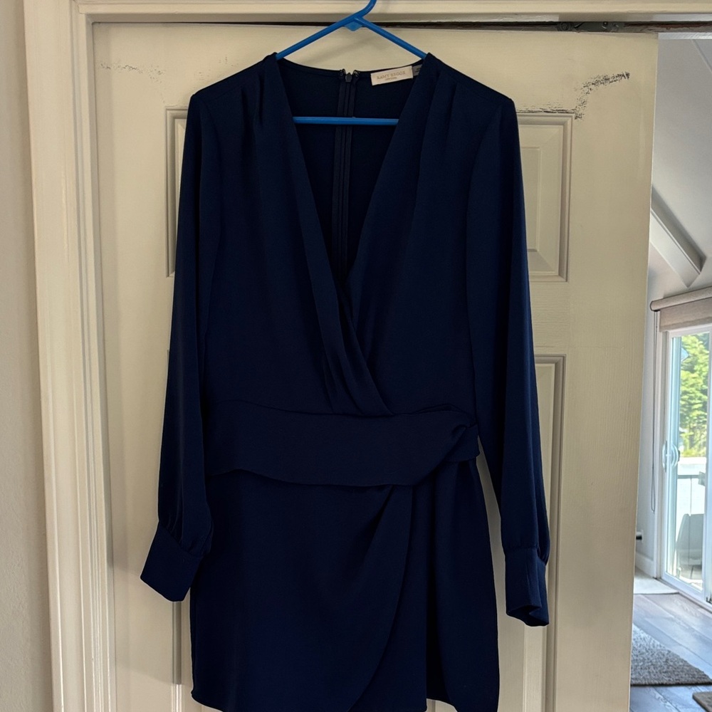 Ramy Brook Deep Navy Long-Sleeve Wrap Mini Dress